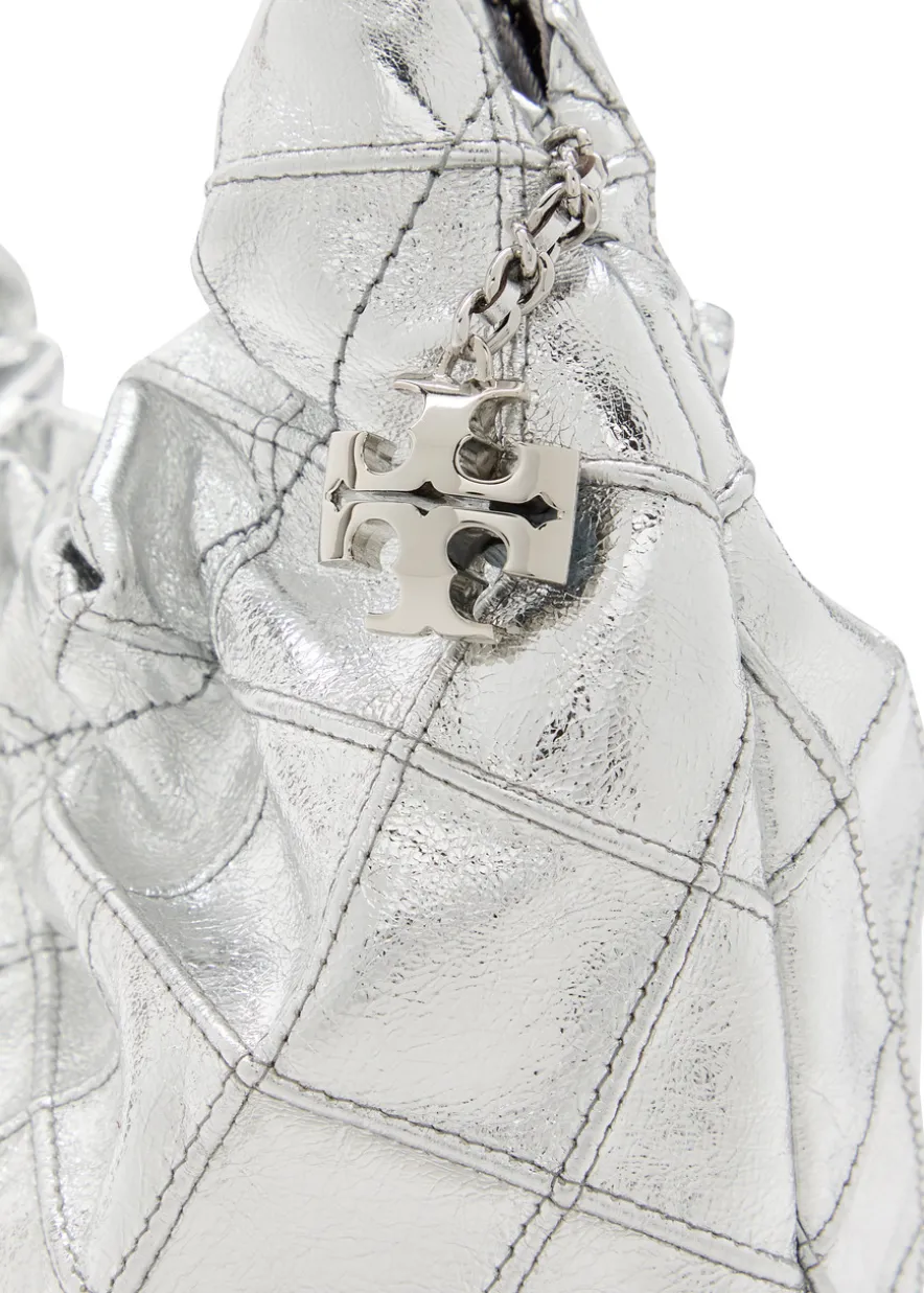 Fleming mini metallic leather hobo bag