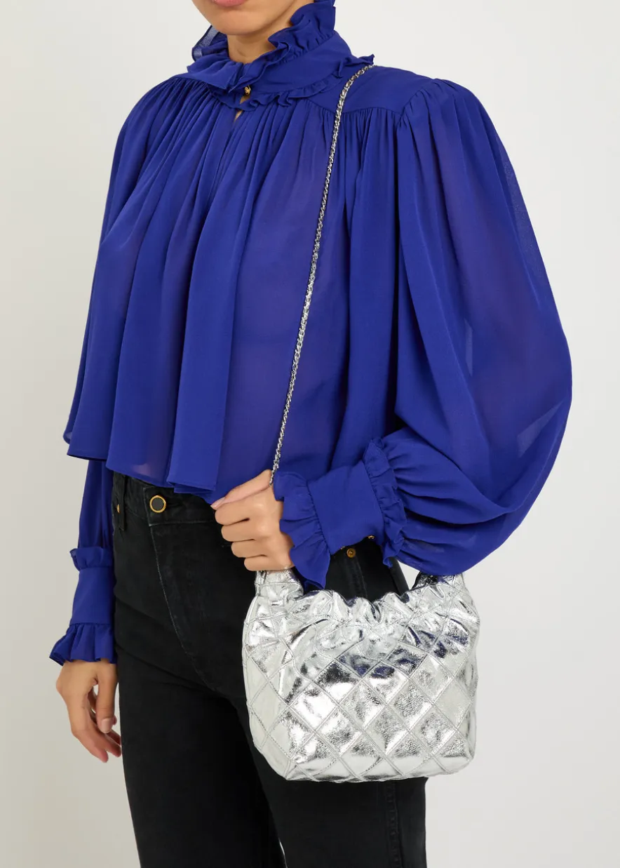 Fleming mini metallic leather hobo bag