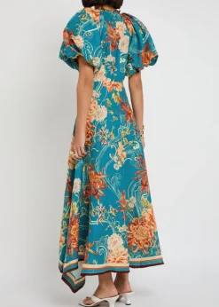 Fletcher floral-printed flax maxi dress