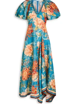 Fletcher floral-printed flax maxi dress