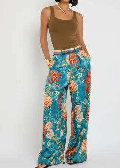 Fletcher printed satin trousers