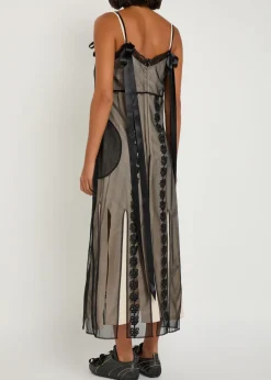 Floral-appliquéd tulle maxi dress