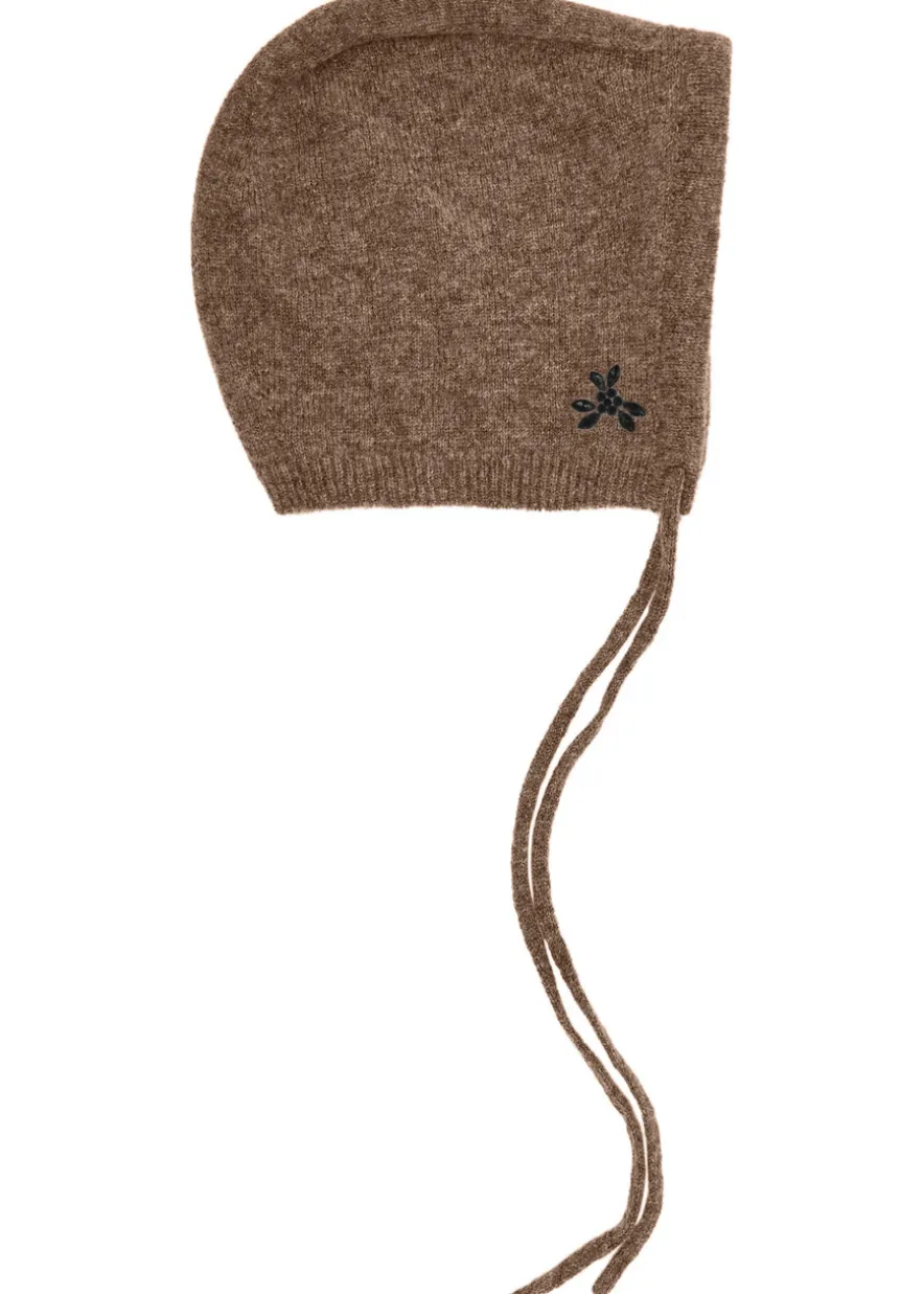 Floral crystal-embellished cashmere bonnet