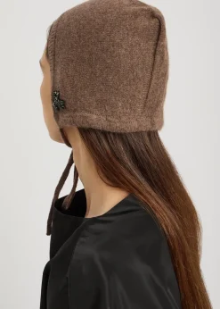 Floral crystal-embellished cashmere bonnet