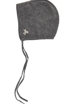 Floral crystal-embellished cashmere bonnet