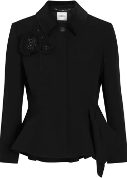 Floral-embellished wool jacket