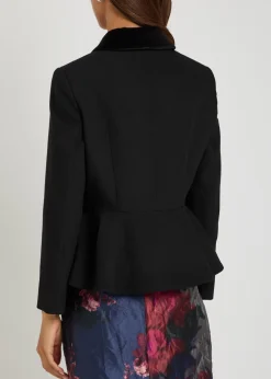 Floral-embellished wool jacket