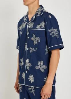 Floral-embroidered cotton-poplin shirt