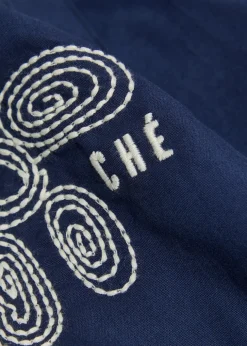 Floral-embroidered cotton-poplin shirt