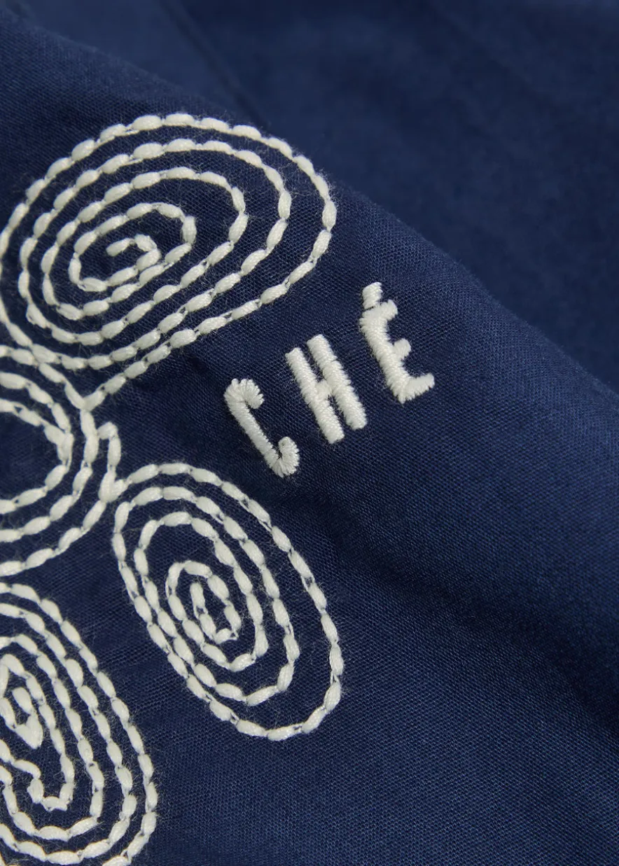 Floral-embroidered cotton-poplin shirt