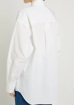 Floral-embroidered cotton-poplin shirt