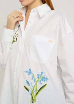 Floral-embroidered cotton-poplin shirt