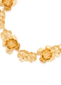 Floral gold-tone brass necklace