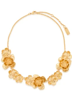 Floral gold-tone brass necklace