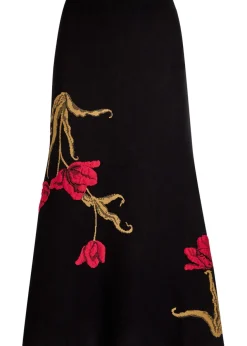 Floral-intarsia knit midi skirt