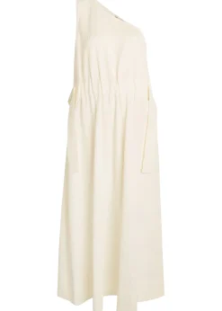 Floral-jacquard belted cotton-blend midi dress