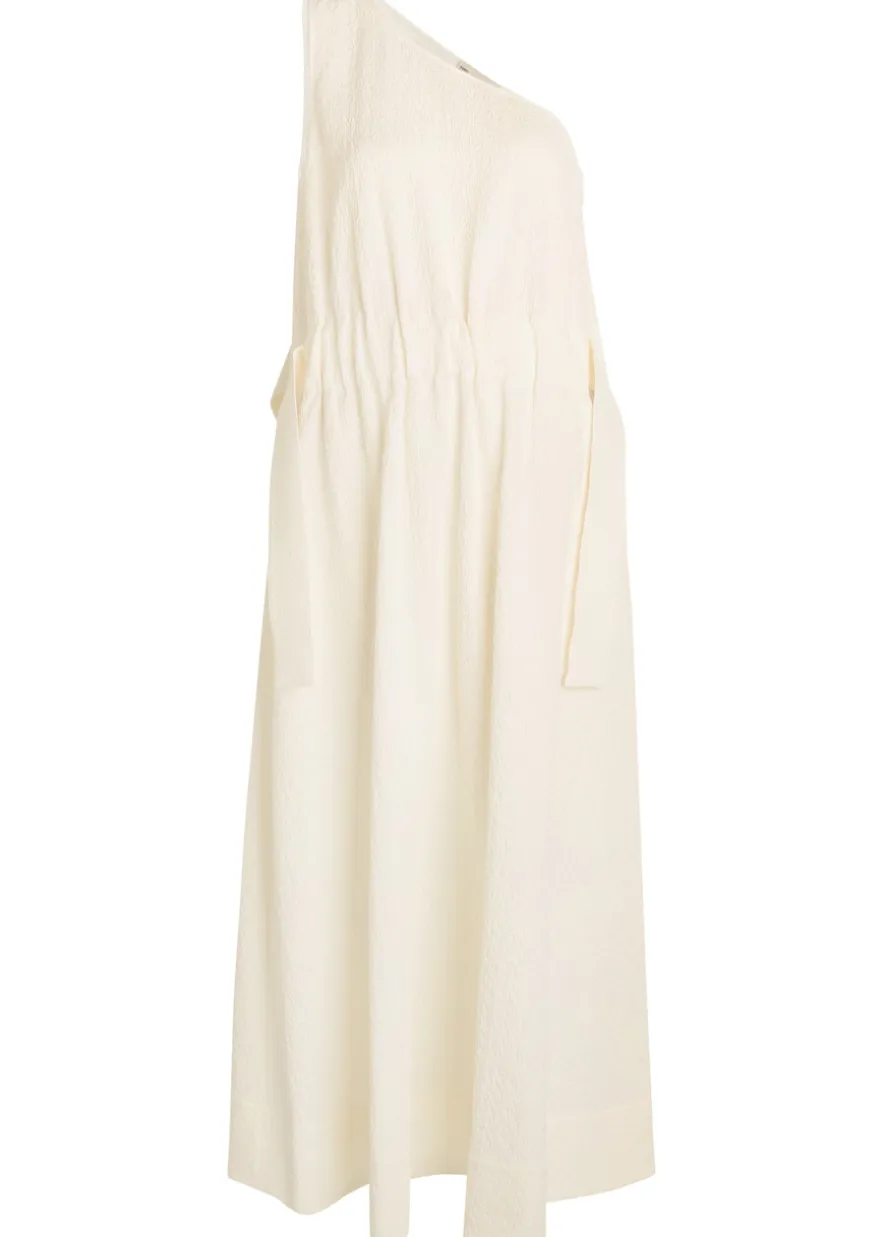 Floral-jacquard belted cotton-blend midi dress