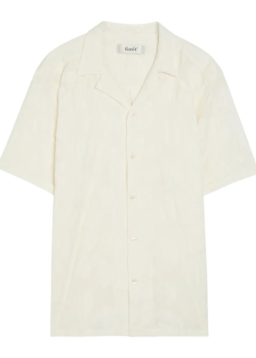 Floral jacquard cotton-blend shirt