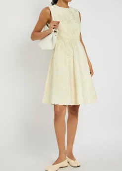 Floral-jacquard cotton-twill mini dress
