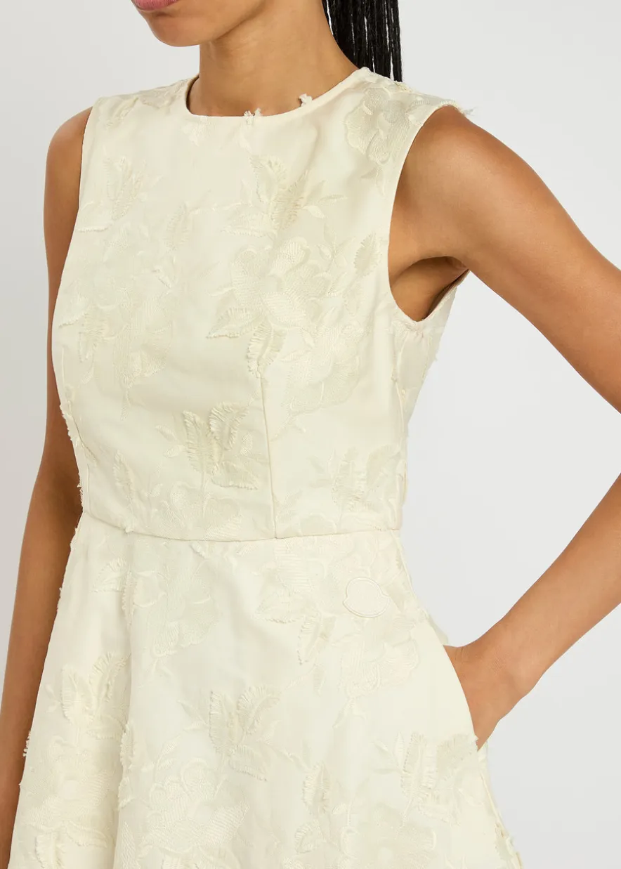 Floral-jacquard cotton-twill mini dress
