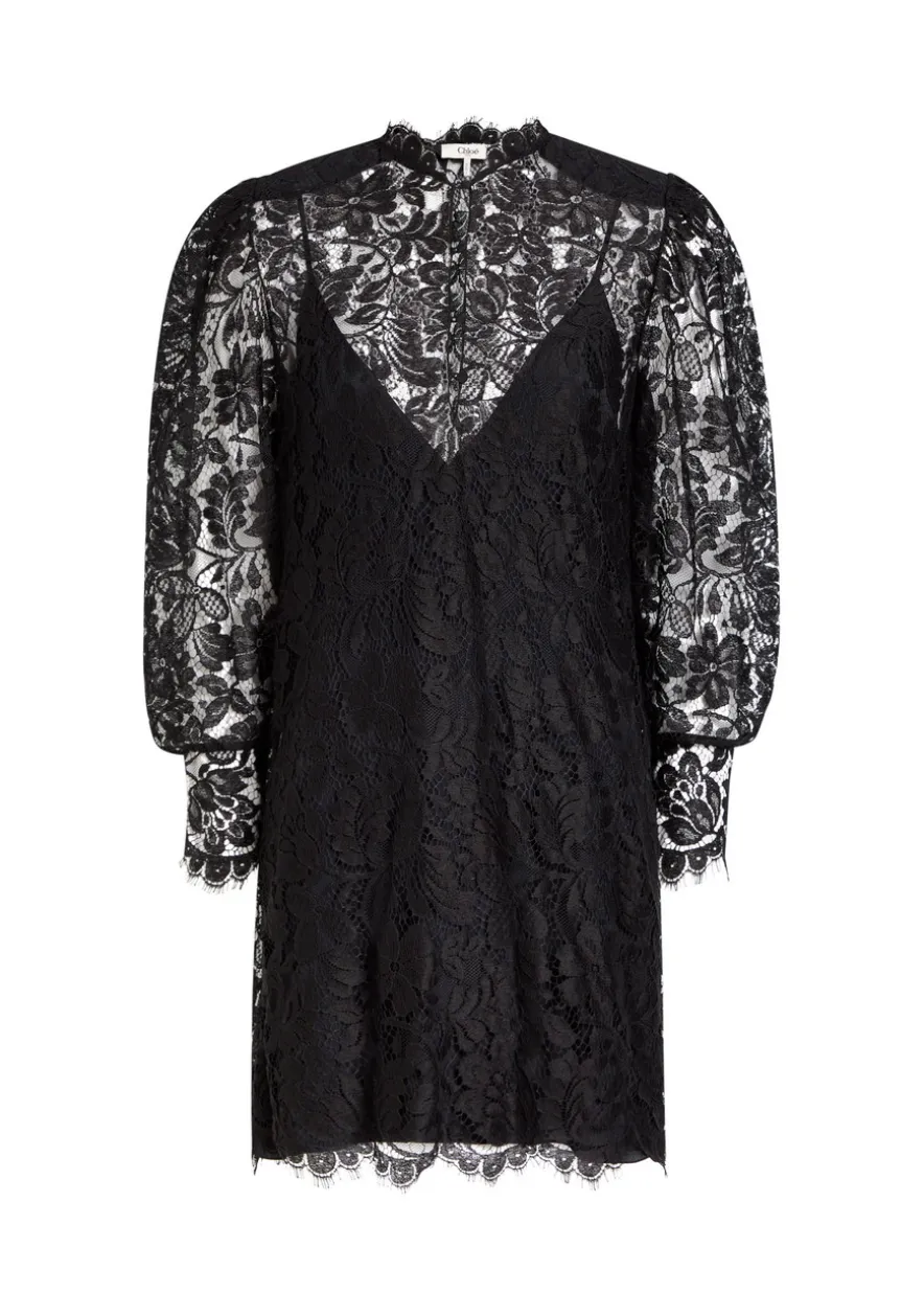 Floral-lace mini dress