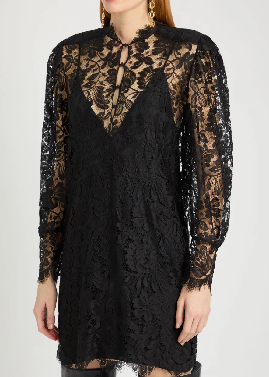 Floral-lace mini dress