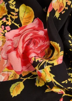 Floral-print chiffon wrap top