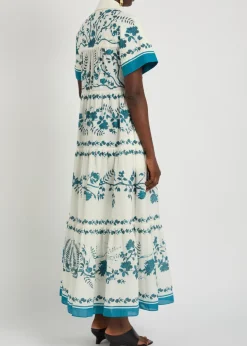 Floral-print cotton and linen-blend midi shirt dress