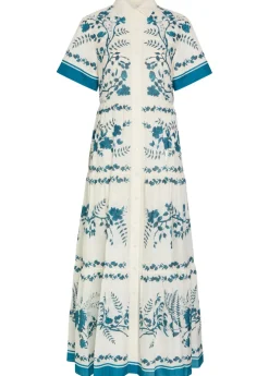 Floral-print cotton and linen-blend midi shirt dress