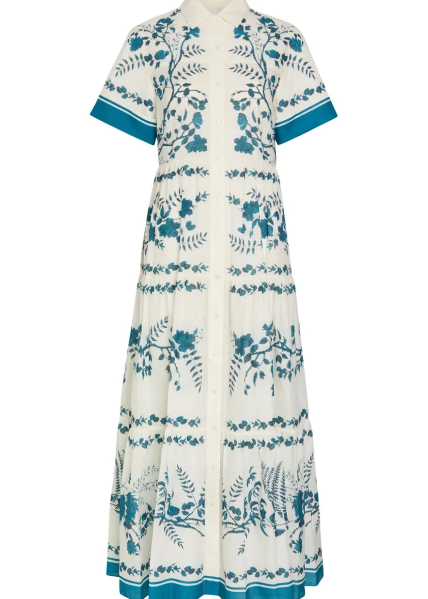 Floral-print cotton and linen-blend midi shirt dress