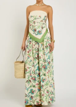 Floral-print cotton-poplin maxi skirt