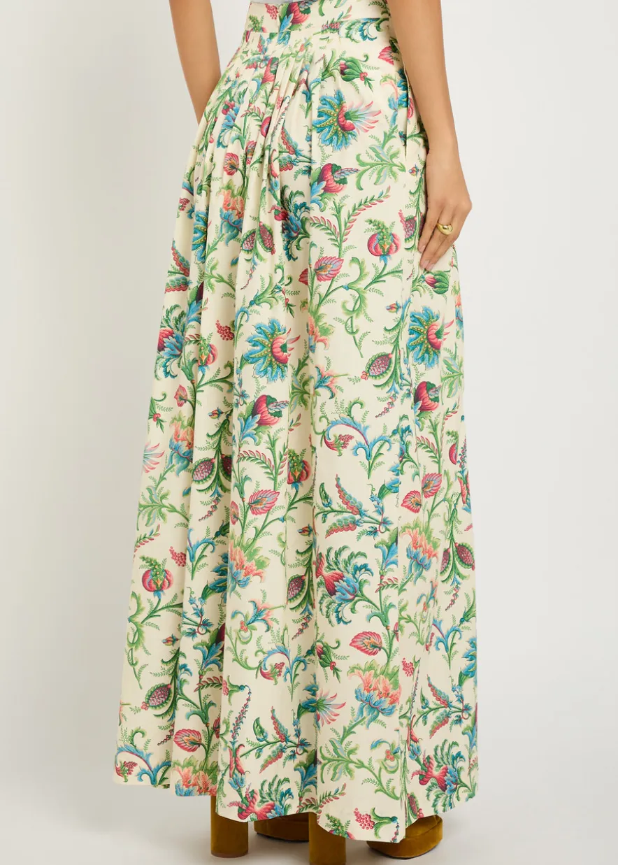 Floral-print cotton-poplin maxi skirt