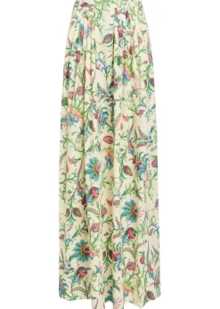 Floral-print cotton-poplin maxi skirt