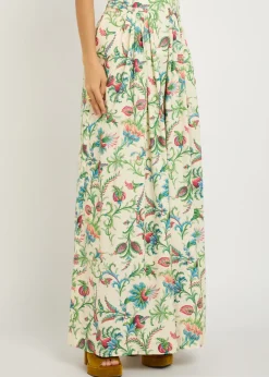 Floral-print cotton-poplin maxi skirt