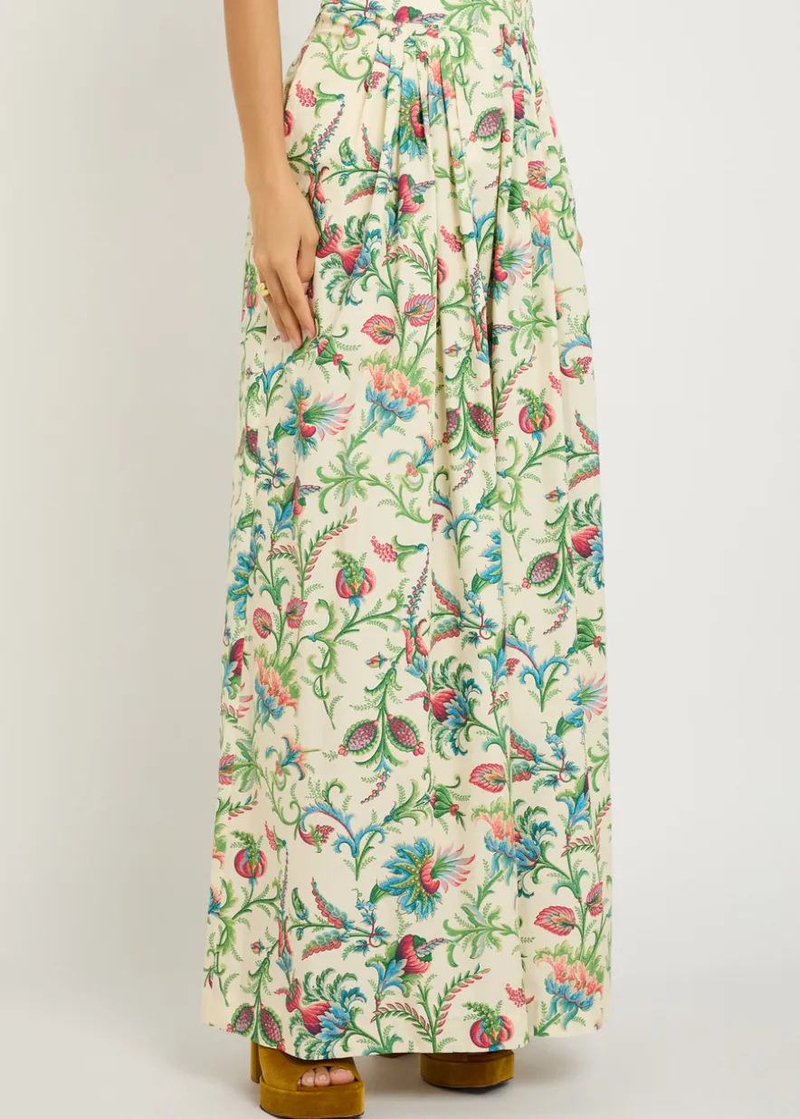 Floral-print cotton-poplin maxi skirt