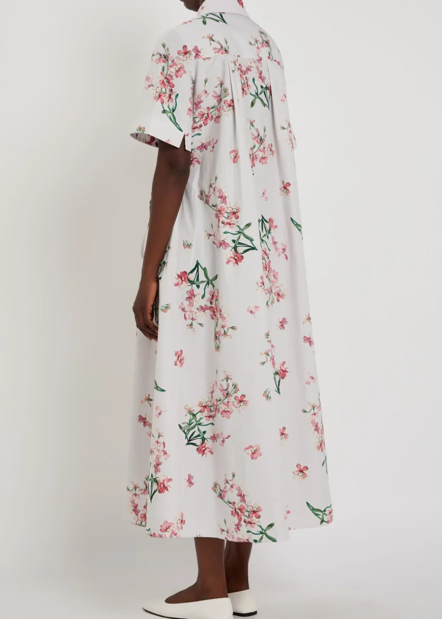 Floral-print cotton-poplin midi shirt dress