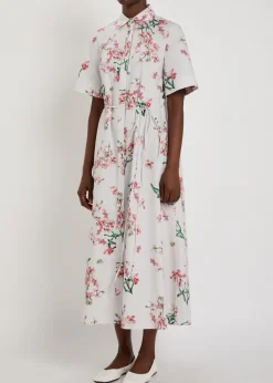 Floral-print cotton-poplin midi shirt dress