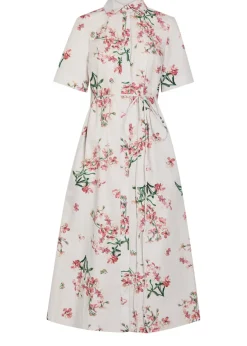 Floral-print cotton-poplin midi shirt dress