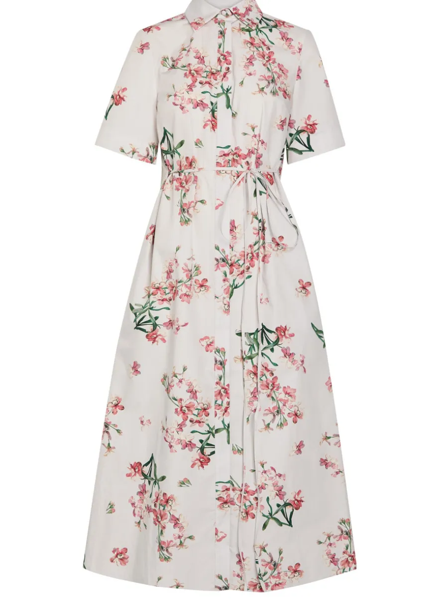 Floral-print cotton-poplin midi shirt dress