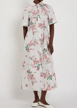 Floral-print cotton-poplin midi shirt dress