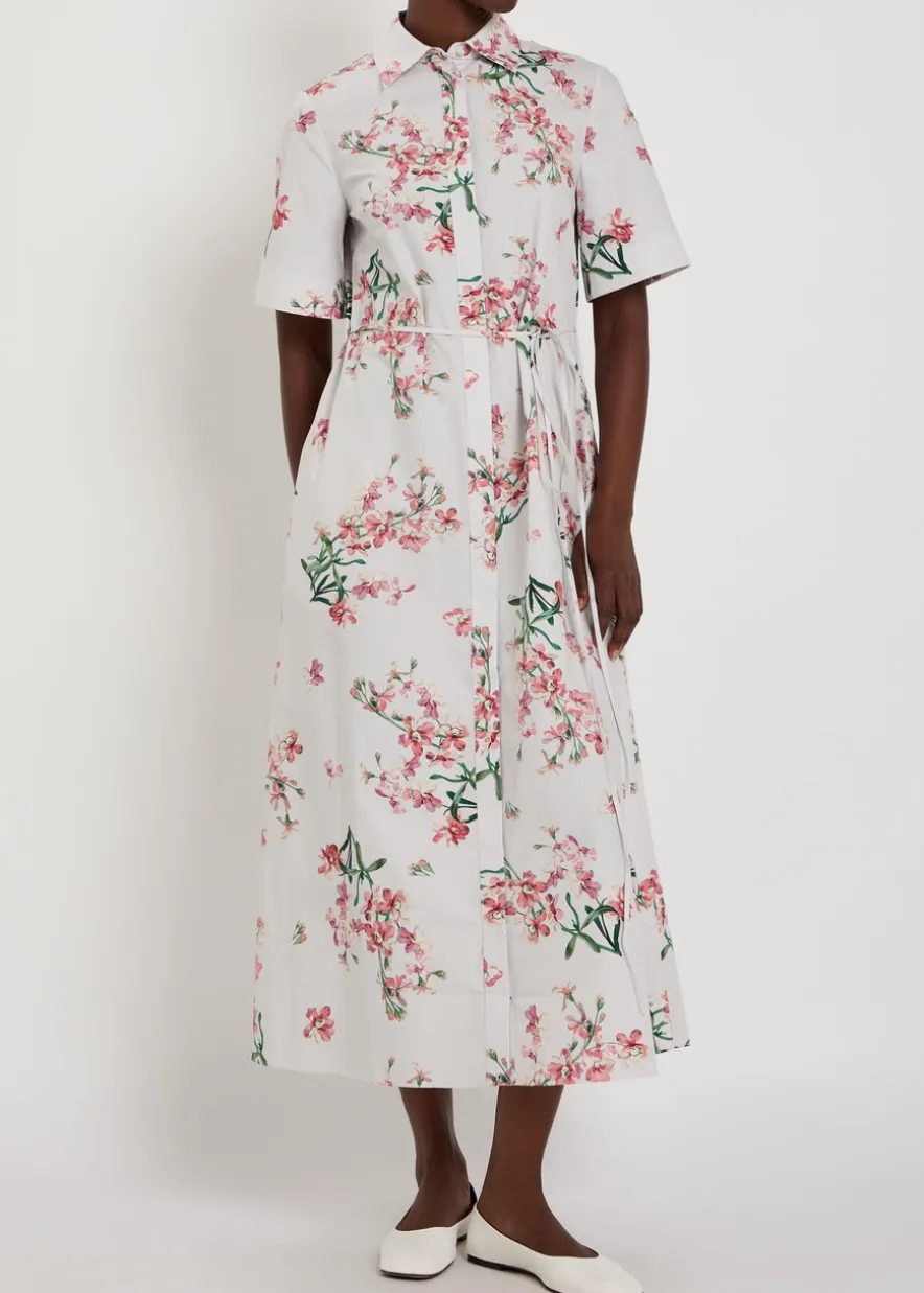 Floral-print cotton-poplin midi shirt dress