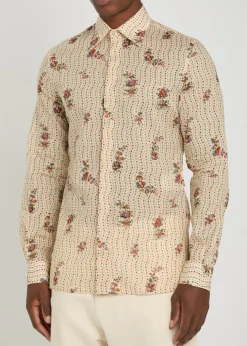 Floral-print cotton shirt