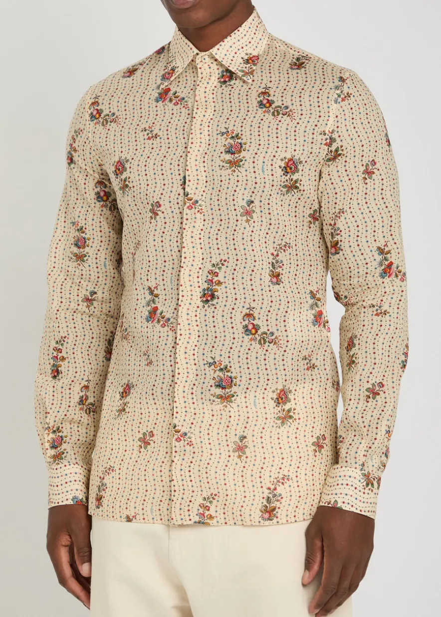 Floral-print cotton shirt