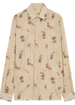 Floral-print cotton shirt