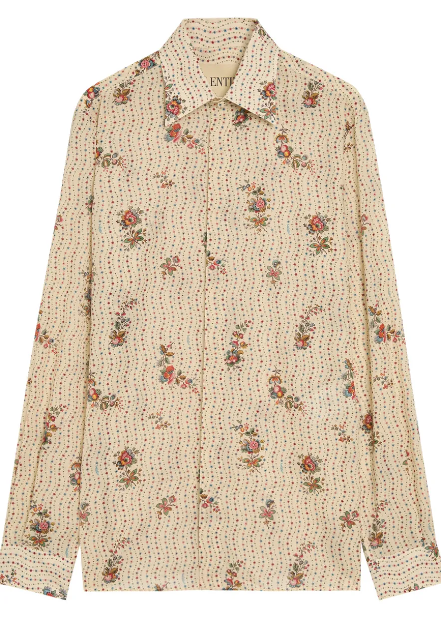 Floral-print cotton shirt