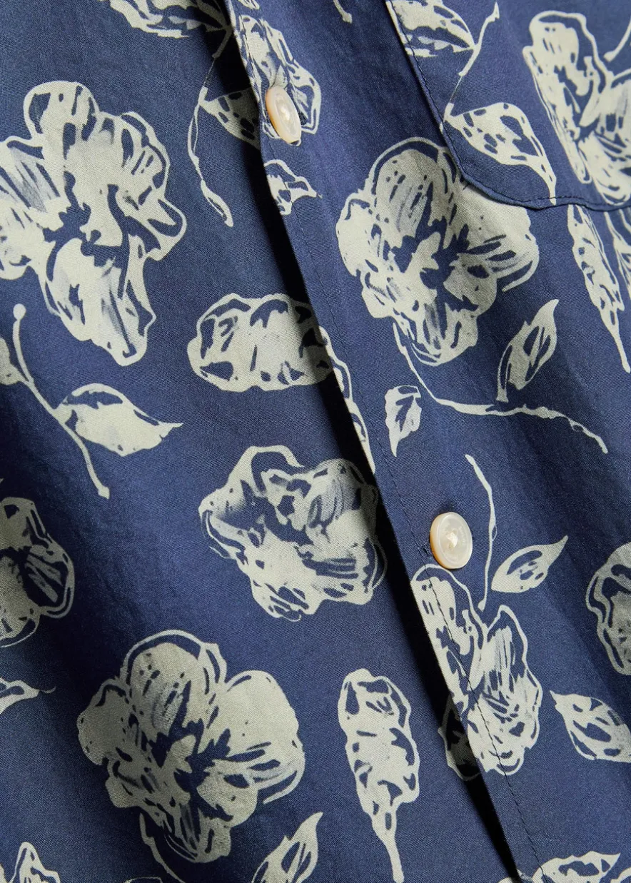 Floral-print cotton shirt