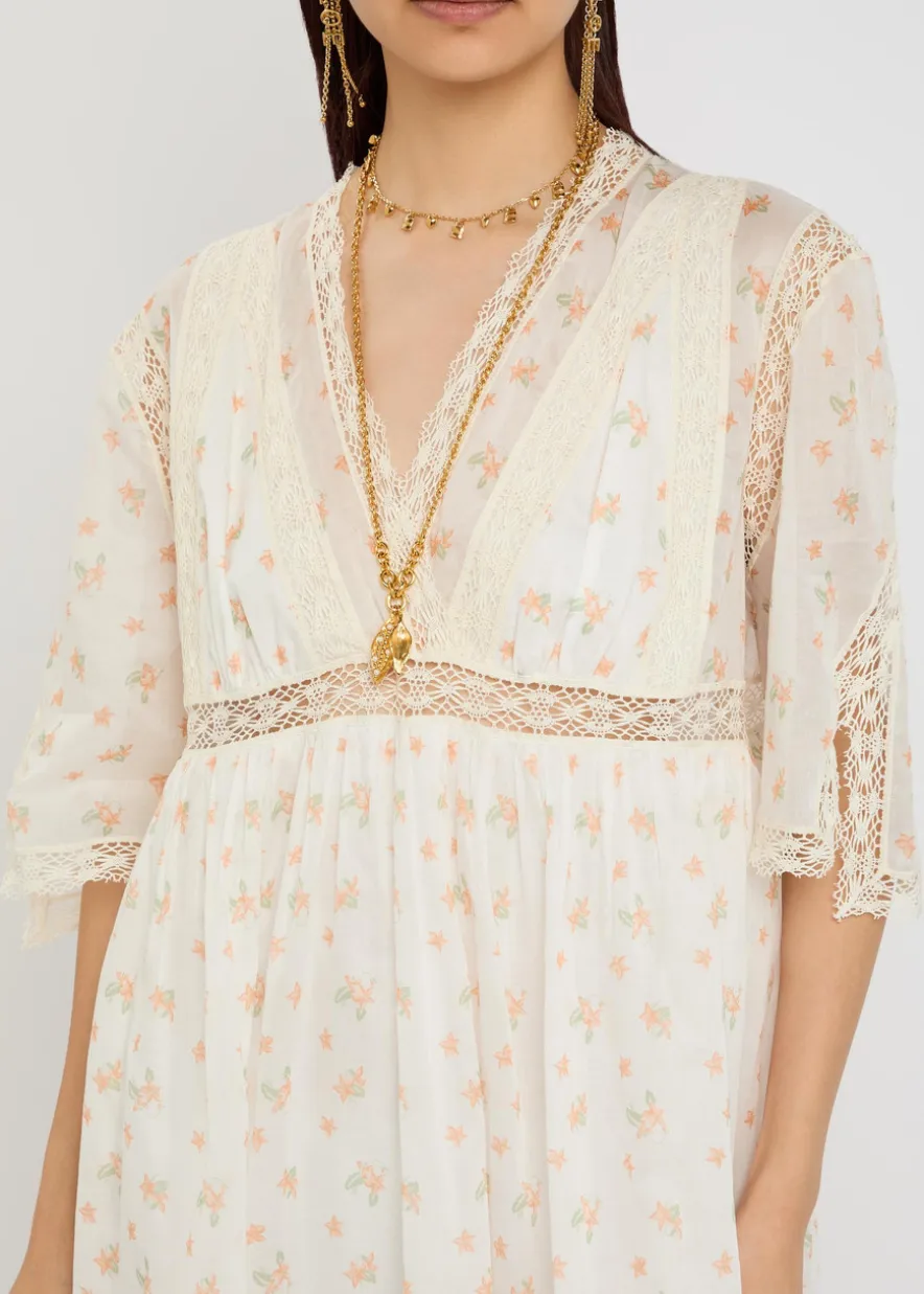 Floral-print cotton-voile mini dress