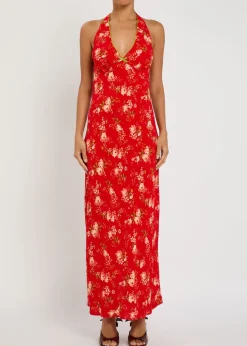 Floral-print crepe maxi dress