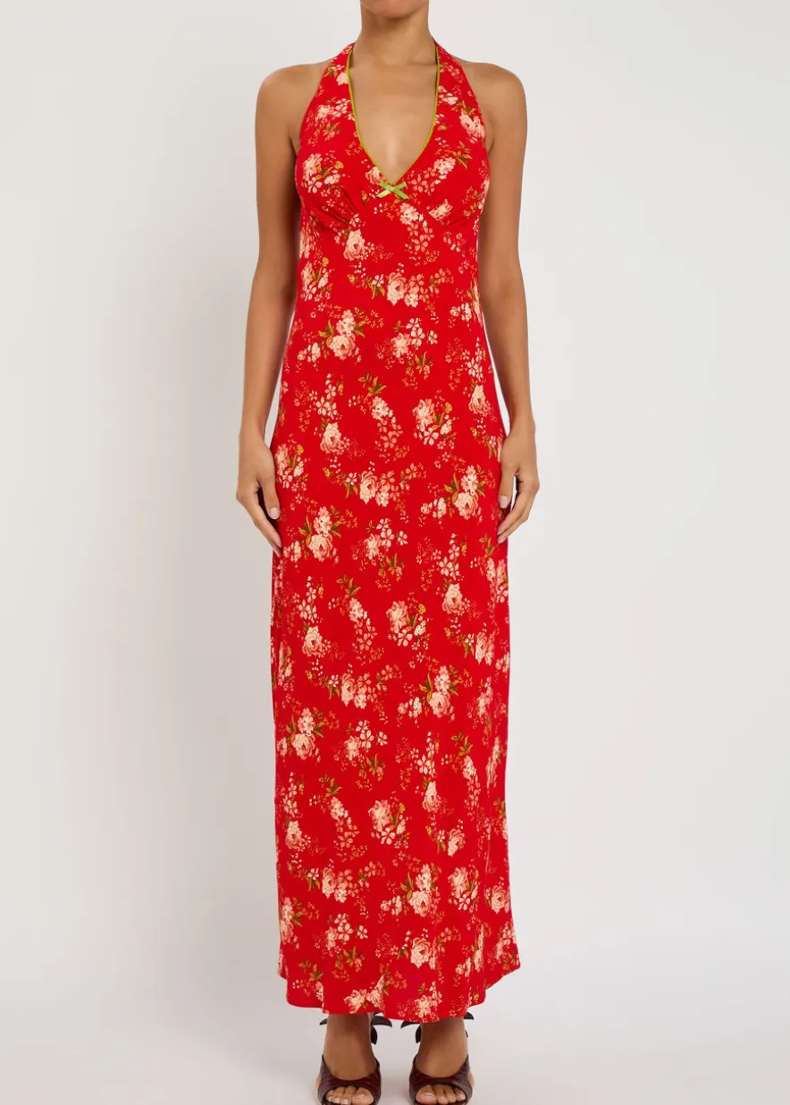 Floral-print crepe maxi dress