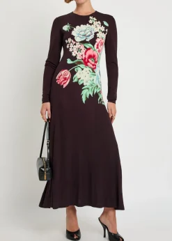 Floral-print jersey-mesh midi dress